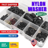 【STOK M'SIA】Gasket Nilon 500pcs Nylon Washer M2-M10 Plastic Washer Gasket Ring Washer Flat Ring Asso