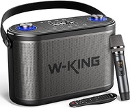120W RMS/ 150W Peak Bluetooth Speaker Large, W-KING 3-Way Bluetooth Speaker Outdoor Ultra Bass/Fine Tuning Buttons, Karaoke Party Box with Microphone/Recording/Remote Control for Instrument