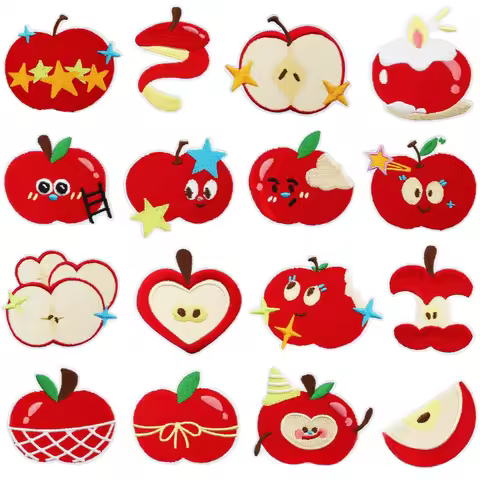 Cartoon Apple Embroidery Cloth Patches Apple Cake Patch Sticker Children's Clothes Decoration Stars 