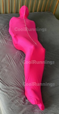 Hot Fuchsia Mummy Bag Unisex Cosplay Stage Spandex Hot Pink Front Zipper Zentai Suit Costumes Sleepi