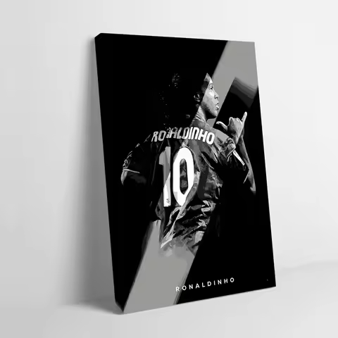 Ronaldinho Soccer Player Portrait Poster Customizable Printed Canvas Painting for Pictures Wall Art 