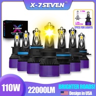 X-7SEVEN USA 2PCS 22000LM Yellow LED Bulbs H3 Led Bulb H4 H7 H11 H8 Super Bright Car Fog Lights 9006