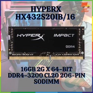 HYPERX IMPACT ( HX432S20IB/16 ) 16GB 2G x 64-BIT DDR4-3200 CL20 260-PIN SODIMM LAPTOP - TERPAKAI