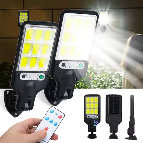 Outdoor Solar LED Lights Waterproof 8000Lumen Super Bright Wall Lamp With Motion Sensor Remote Contr