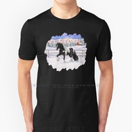 Black Pinto Piebald Gypsy Vanner Draft Horse In Snow T Shirt 100% Pure Cotton Horses Gypsy Vanner Gy