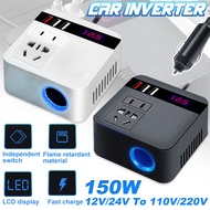 150W Car Inverter 12V/24V To 110V/220V Cigarette Lighter Power Supply Inverter Adapter with QC 3.0 USB Charger