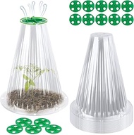 UQM 20 Pack Garden Cloches for Plants, Reusable Bell Plant Protector with Rotary Vent Cover, Garden 