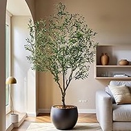 Artificial Olive Tree 7ft(84in) Tall Large Fake Floor Potted Faux Olive Silk Tree with Realistic Bra