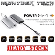 Hyper HyperDrive POWER 9-In-1 USB-C Hub (Gray/Silver) HD30F - Ready Stock and Ready To Ship