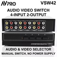 AVPRO VSW42 AUDIO VIDEO SWITCH 4-INPUT 2-OUT PASSIVE