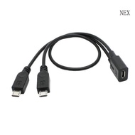 NEX Micro USB Female to 2 Micro USB Male Splitter Cable Extension Wire 30cm 12inch