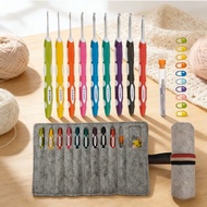 Roll Felt Bag Crochet Hook Set DIY Hand Woven Ergonomic Hooks 9 Sizes 2mm To 10mm Knitting Craft Too