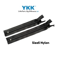 YKK Zip Nylon Black 5CN with Stopper for Shoes Boots Zip Kasut