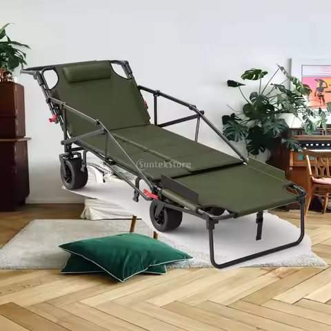 Wagon-Lounger Collapsible Reclining Beach Cart Foldable Chaise Lounge Chair Padded Chaise Lounge Cha