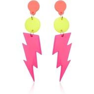 90s and 80s women's neon earrings, 80s neon Halloween accessories, retro costume sets, colorful geom