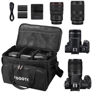 Fosoto กระเป๋ากล้องถ่ายรูปอเนกประสงค์ความจุขนาดใหญ่กระเป๋าเป้สะพายไหล่กันน้ำกระเป๋า DSLR สำหรับ Canon Nikon Sony Pentax