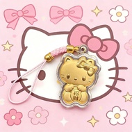 Cartoon Cartoon KT Cat Keychain Lanyard Pure Gold 999 Mobile Phone Chain Pendant Hello Kitty Ground 