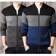 3-color bomber knit sweater