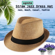 UPSTO Straw Panama Cap Fashion Gangster Cap Beach Cowboy Fedora Hat