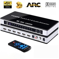 5X1 HDMI Switcher Audio Extractor 5 Port HDMI Switcher with audio selector Box 4K hdmi Switch ARC Audio Extractor with IR Remote