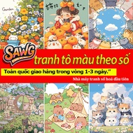 HCM-fast transfer1-3 days-Sawg-flower cat-digital coloring picture-coloring by number painting-digit