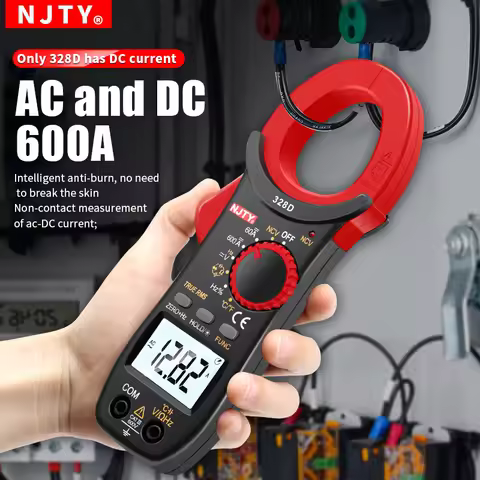 NJTY Digital Clamp Meter 600A DC/AC Current Auto Range Multimeter 6000 Counts Voltmeter Ammeter Plie