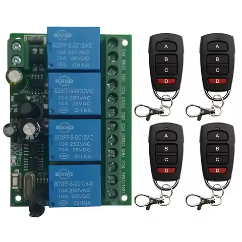 Smart Multiple AC110V 220V 433 MHz 4CH 4 Channel Wireless Radio Relay RF Remote Control Switch Recei