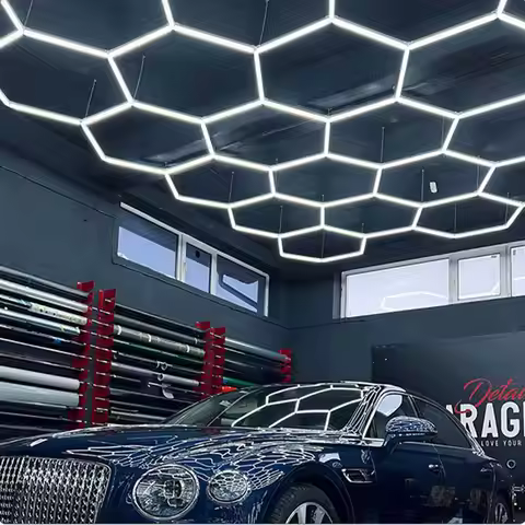 Garage Hexagrid Led Light 110V-240V for Auto Detailing Honeycomb Hexagon Ceiling Lamp for Car Wash B