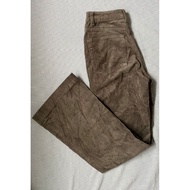 [2hand Japanese] Gu brand velvet pants in mossy rat fur color, straight leg shape slightly flared. S
