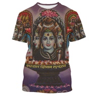 YK2 T-shirt Hindu God Shiva 3D Printed Short Sleeved Loose Pattern T-shirt Casual Mens T-shirt Retro