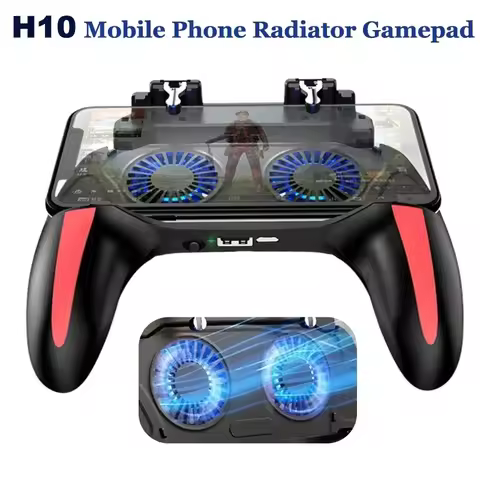 H10 4 Fingers Mobile Phone Game Handle with Radiator Aim Shooting Gamepad Joystick Controller for IO