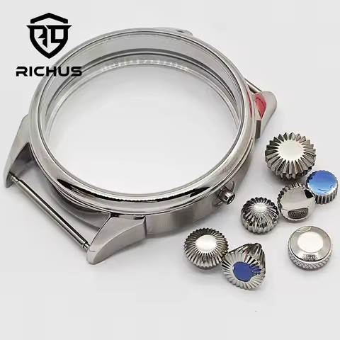 RICHUS ETA6497 Case 42mm Silver Watch Case Fit ETA6497 6498 ST3600 ST3620 ST36 Movement