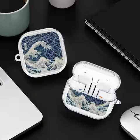Wave Art Painting Case For Samsung Galaxy Buds Live 4 Pro 2 4Pro 3 FE 3Pro 2Pro Clear Earphone Cases