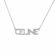 CELINE 黃銅水鑽CELINE字母logo帶鑽項鏈/項鍊