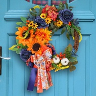 P.K.YO-Thanksgiving Day Wreath Artificial Flower Wreath Door Front Garland Fall Wreath Summer Wreath