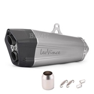 51mm Universal Motorcycle Exhaust Pipe Carbon Fiber Leovince Motorbike Muffle Escape with DB Killer 