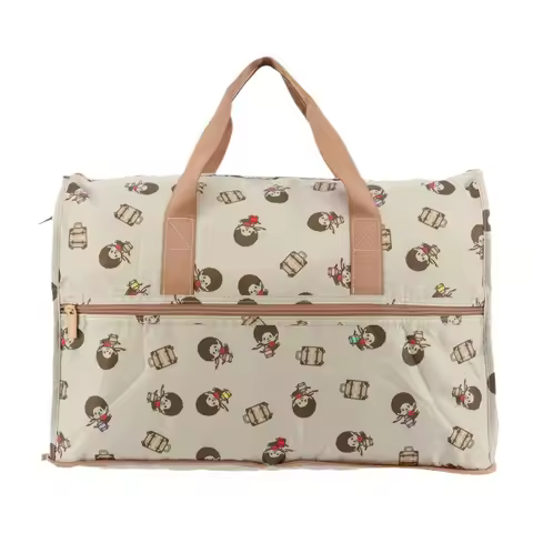 Monchhichi Kawaii Cartoon Print Travel Bag Large Capacity Foldable Storage Bag Handbag Birthday Gift