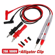 1 Set of Universal Probe Test Leads Pin: Precision Sharp Gold-Plated Probe Wire Pen Cable with Alligator Clips for Digital Multimeter - 1000V 20A