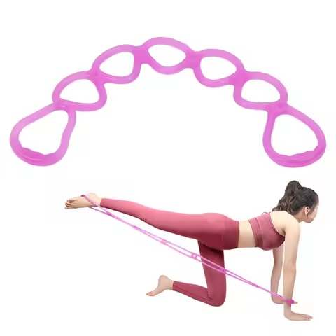 Fitness Elastic Pull Rope Home Gym Multifunctional Yoga Shaping Workout 7 Hole Resistance Band (Purp