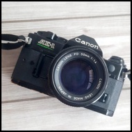 Kamera Analog Canon AE1 AE-1 Program Kit lensa 50mm 1.4 Black