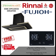 Rinnai RH-C1059-PBR Chimney Hood + Fujioh FH-GS6520 SVGL Black Glass Gas Hob BUNDLE DEAL - FREE DELIVERY