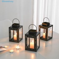 NEEDWAY Iron Wind Lamp, Wind-proof Wrought Iron Lantern Candle Stand, Delicate Black Handheld Outdoo