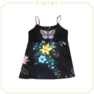 KLOSET Spaghetti Strap Mini Dress (AW17 - KD003) ชุดเดรสเด็กสายเดี่ยวตัดต่อลูกไม้ แต่งดีเทลผีเสื้อ