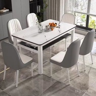 Dining Table Chair Tempered Glass Rectangular Small Apartment Hotel Light Luxury Dining Table Modern