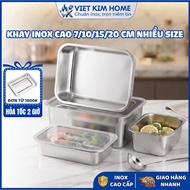 High Quality Viet Kim Stainless Steel Tray 7/10/15/20 cm Deep With Plastic/Stainless Steel Lid - Foo