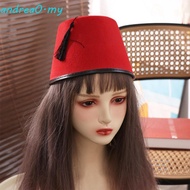 ANDREA Felt Fez Cap, Round Red Color Tarboosh Fez Hat, Universal Moroccan Hat Breathable Cosplay Tur