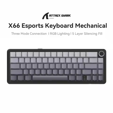 Attack Shark X66 RGB Wireless Mechanical Keyboard,RGB Lighting,Hot-swappable,Metal Knobs,Suitable fo
