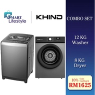 [COMBO SET] KHIND 12KG WASHING MACHINE WM120A + 8KG TUMBLE DRYER CD819