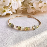 葡萄石 白月亮石 橄欖石 綠髮晶 | 財運 自信 事業 | 手鍊手環