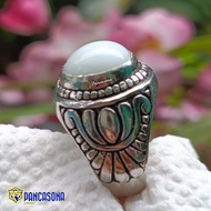 WHITE YEMENI AGATE STONE RING _ YEMEN ABYAD